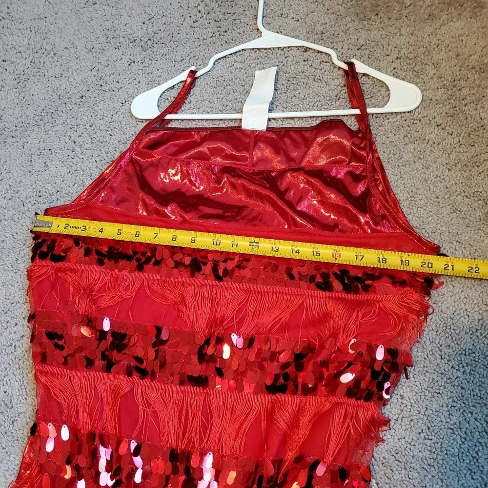 Flapper Costume Red Sequin Fringe Dress Size 1X